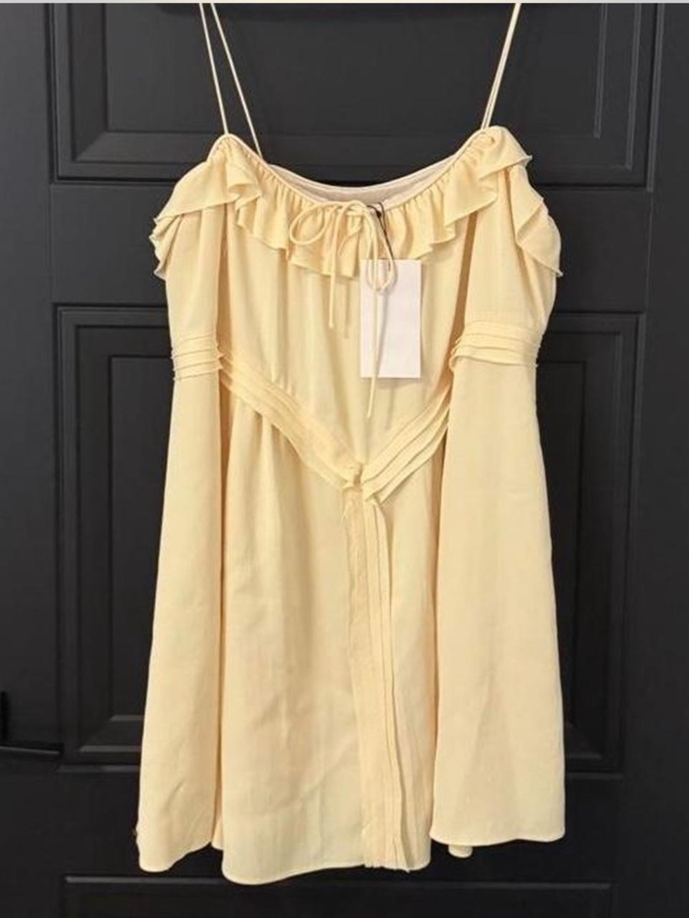 Zara butter yellow ruffle mini dress